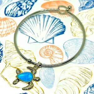 Handmade Sea Turtle Bangle Charm Bracelet!